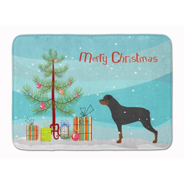 Carolines Treasures Rottweiler Merry Christmas Tree Machine Washable Memory Foam Mat BB2984RUG - main